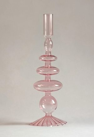 CASTIÇAL FUNDO LISTRA ROSA
