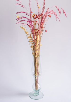 VASO VIDRO COM FLORES DESIDRATADAS