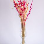 VASO VIDRO COM FLORES PINK DESIDRATADAS